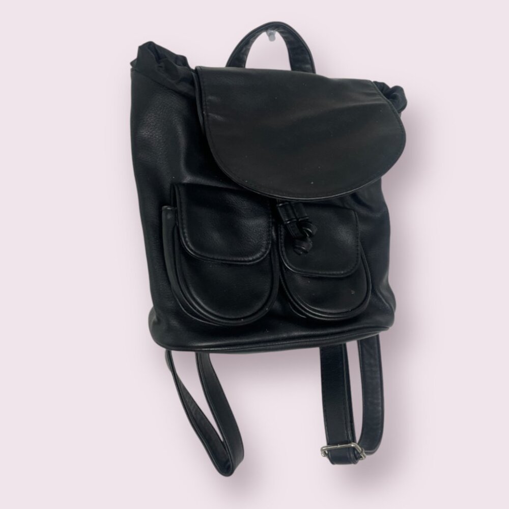 ⭐️ Drawstring Faux Leather Hipster Hippie Boho Bohemian Trendy Purse Backpack
